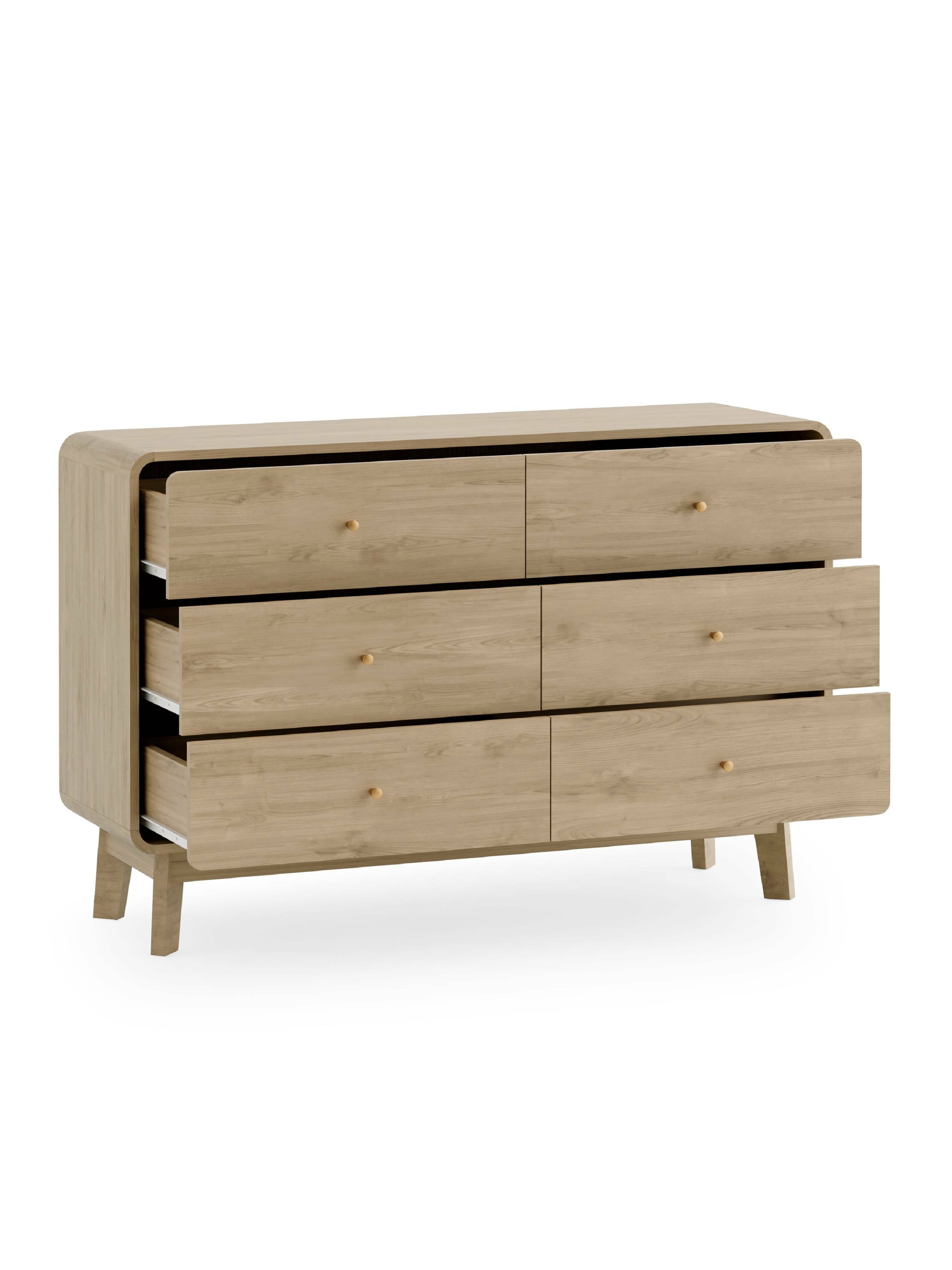 Boswell Oak Wood Chest of Drawers | 6 Drawers